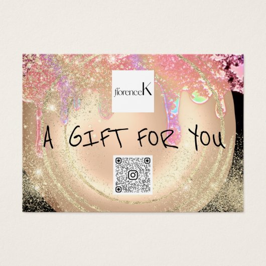 Cadeaubon Nagels Gouden Make-up Drips QR-code Visitekaartje (Voorkant)
