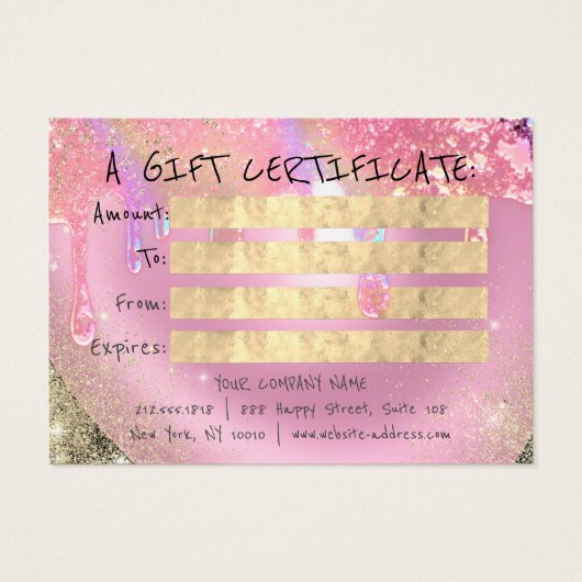 Cadeaubon Nagels Roze Make-up Drips QR Code Visitekaartje (Achterkant)