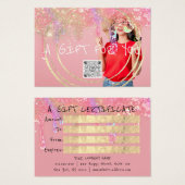 Cadeaubon Nagels Roze Make-up Drips QR Foto Visitekaartje (Voorkant /achterkant)