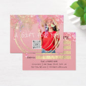 Cadeaubon Nagels Roze Make-up Drips QR Foto Visitekaartje (Bureau)