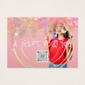 Cadeaubon Nagels Roze Make-up Drips QR Foto Visitekaartje (Voorkant)