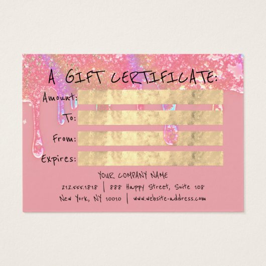 Cadeaubon Nagels Roze Make-up Drips QR Foto Visitekaartje (Achterkant)