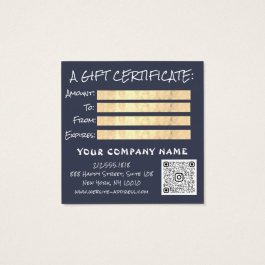 Cadeaubon Nail Hair Makeup QR Logo Foto Vierkante Visitekaartjes (Achterkant)