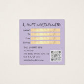 Cadeaubon Nails Hair Dresser Makeup Violet Vierkante Visitekaartjes (Achterkant)