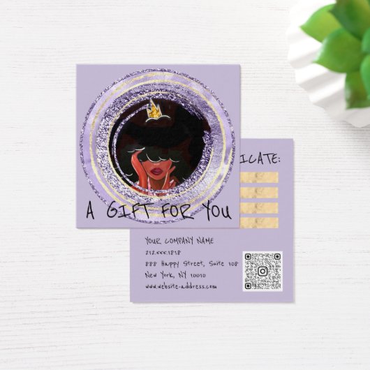 Cadeaubon Nails Hair Dresser Makeup Violet Vierkante Visitekaartjes (Bureau)