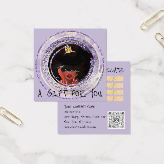 Cadeaubon Nails Hair Dresser Makeup Violet Vierkante Visitekaartjes (Kantoor)