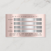 Cadeaubon Nails Makeup Eyelash Roos Hairdre Visitekaartje (Achterkant)