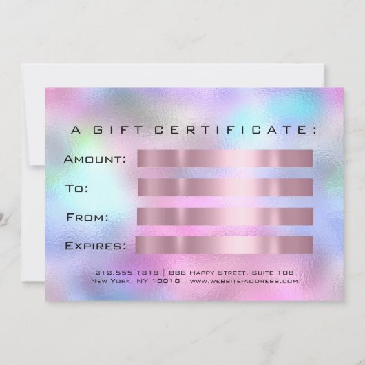 Cadeaubon Ombre Roze Lashes Beauty Makeup (Achterkant)