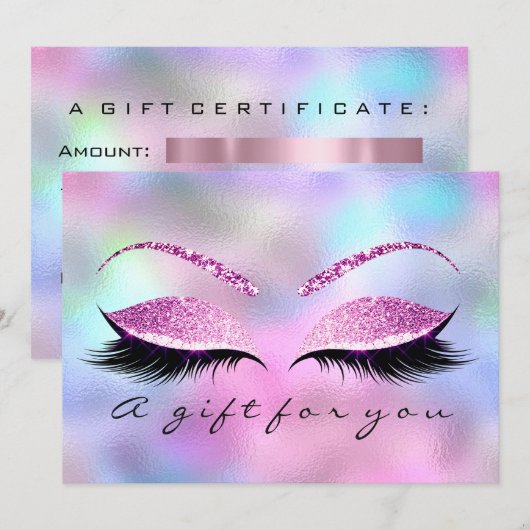 Cadeaubon Ombre Roze Lashes Beauty Makeup (Voorkant / Achterkant)