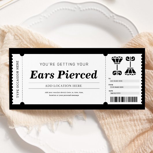 Cadeaubon Oor piercing Kaart