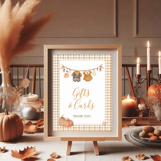 Cadeaubon Pompoen Herfst Tweeling Baby Borrel Poster