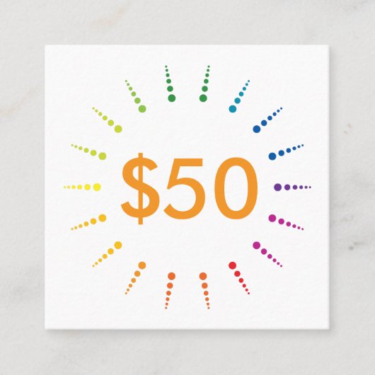 cadeaubon rainbowBurst Kortingskaartje (Voorkant)