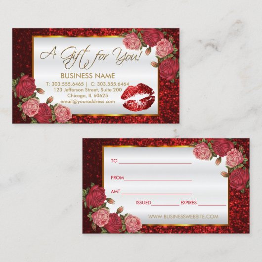 Cadeaubon Red Lipstick Business Kortingskaartje (Voorkant / Achterkant)