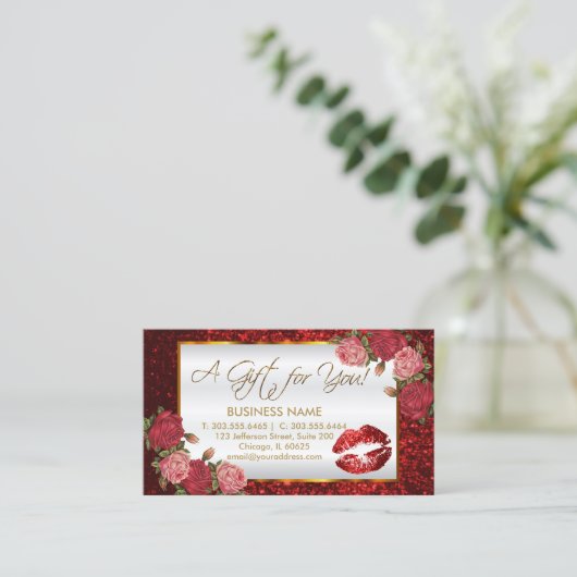 Cadeaubon Red Lipstick Business Kortingskaartje (Staand voorkant)