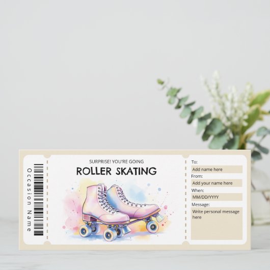 Cadeaubon Roller Skaten Kaart (Staand voorkant)