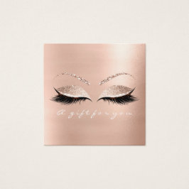 Cadeaubon Roos Glitter Lashes Make-up Wit Vierkante Visitekaartjes