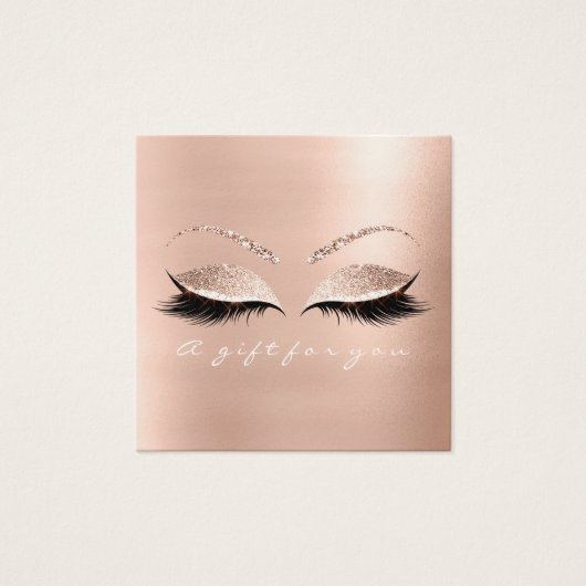 Cadeaubon Roos Glitter Lashes Make-up Wit Vierkante Visitekaartjes (Voorkant)