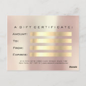 Cadeaubon Roos Gold Blush Makeup Briefkaart (Achterkant)