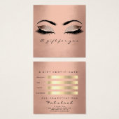 Cadeaubon Roos Gold Glitter Lashes Makeup Vierkante Visitekaartjes (Voorkant /achterkant)