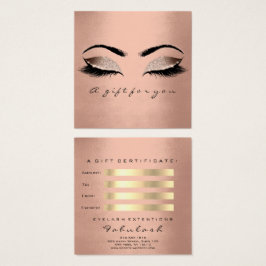 Cadeaubon Roos Gold Glitter Lashes Makeup Vierkante Visitekaartjes