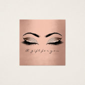 Cadeaubon Roos Gold Glitter Lashes Makeup Vierkante Visitekaartjes (Voorkant)