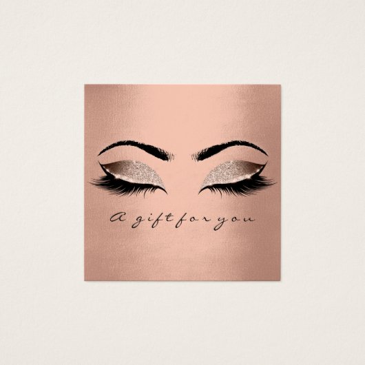 Cadeaubon Roos Gold Glitter Lashes Makeup Vierkante Visitekaartjes (Voorkant)