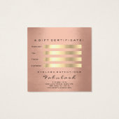 Cadeaubon Roos Gold Glitter Lashes Makeup Vierkante Visitekaartjes (Achterkant)