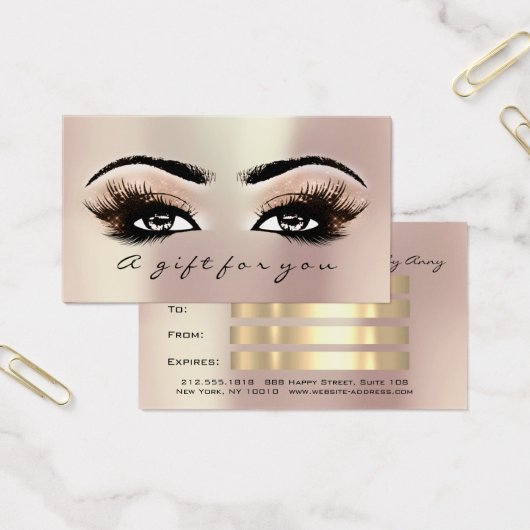 Cadeaubon Roos Gold Lashes Extension Makeup Visitekaartje (Kantoor)