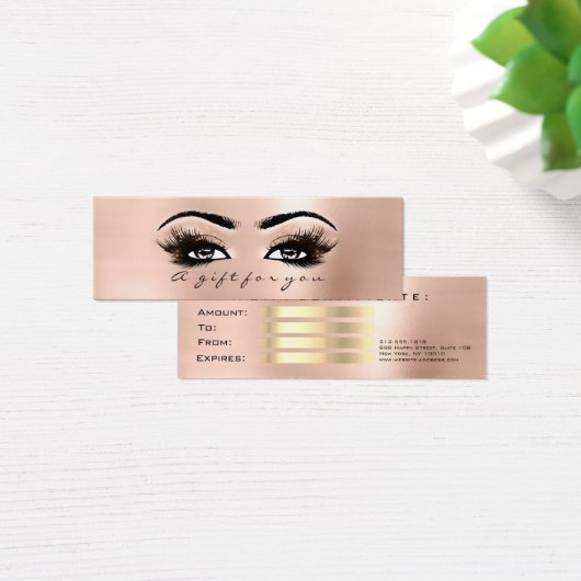 Cadeaubon Roos Gold Lashes Makeup Mini Visitekaartjes (Bureau)