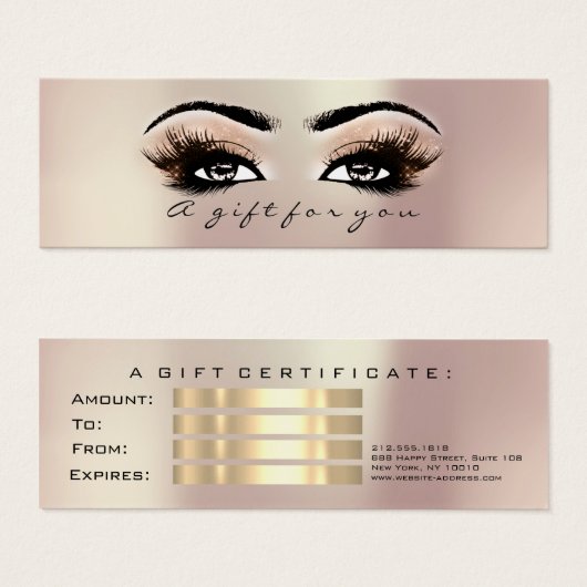 Cadeaubon Roos Gold Lashes Makeup Mini Visitekaartjes (Voorkant /achterkant)