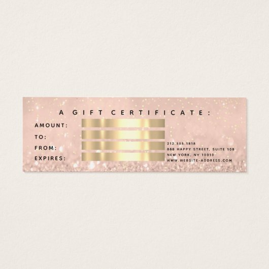 Cadeaubon Roos Gold Makeup Small Mini Visitekaartjes (Achterkant)