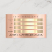 Cadeaubon Roos Gold Metal Elegant Minimalis Visitekaartje (Achterkant)