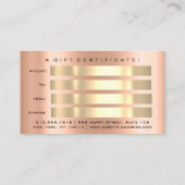 Cadeaubon Roos Gold Metal Glitter Drivers Visitekaartje (Achterkant)