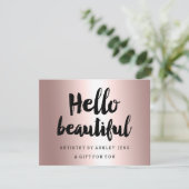 Cadeaubon roos goud hallo script metallisch (Staand voorkant)