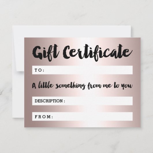 Cadeaubon roos goud hallo script metallisch (Achterkant)