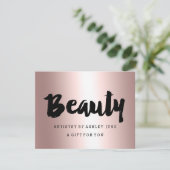 Cadeaubon roos goud schoonheidsscript metallisch (Staand voorkant)