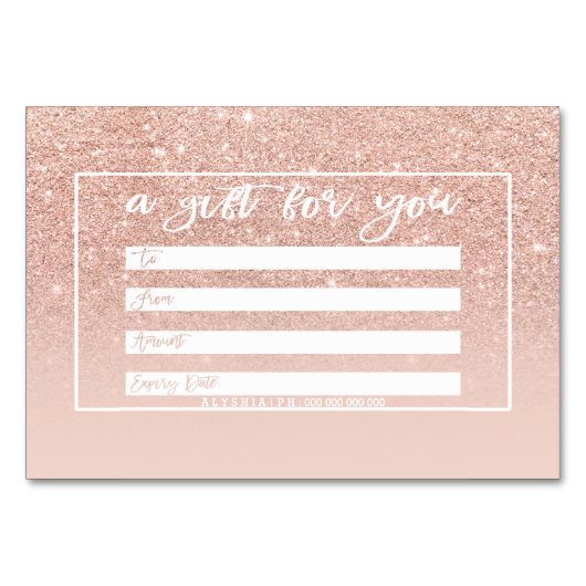 Cadeaubon roos Goud Typografie roos Goud logo Kaart (Achterkant)