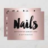 Cadeaubon roos gouden nagels, metallic vormgeving (Voorkant / Achterkant)