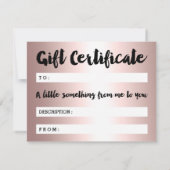 Cadeaubon roos goudhaar metaal (Achterkant)