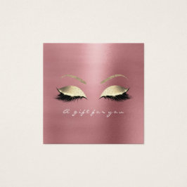 Cadeaubon Roos Red Bean Gold Lashes Makeup Vierkante Visitekaartjes