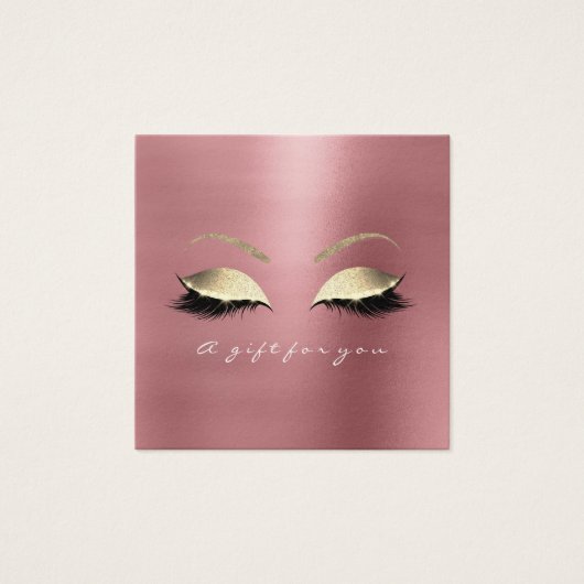 Cadeaubon Roos Red Bean Gold Lashes Makeup Vierkante Visitekaartjes (Voorkant)