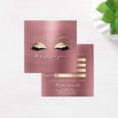 Cadeaubon Roos Red Bean Gold Lashes Makeup Vierkante Visitekaartjes (Bureau)