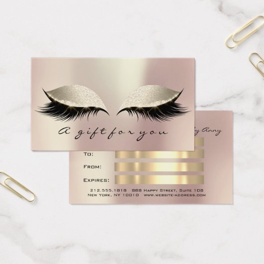 Cadeaubon Roze Gold Lashes Extension Makeup Visitekaartje (Kantoor)