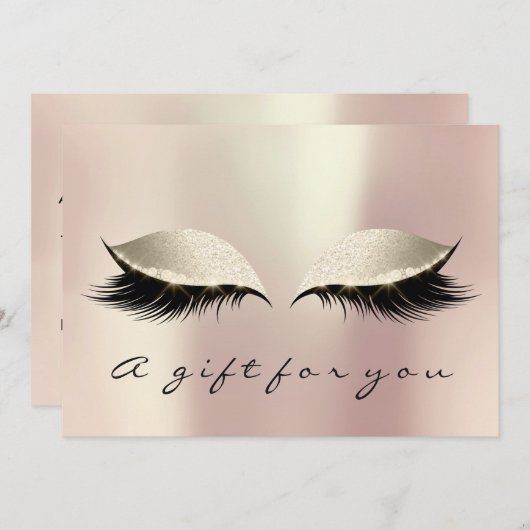 Cadeaubon roze ivoor wimpers schoonheid make-up (Voorkant / Achterkant)