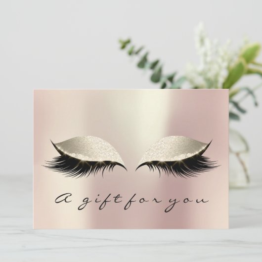 Cadeaubon roze ivoor wimpers schoonheid make-up (Staand voorkant)