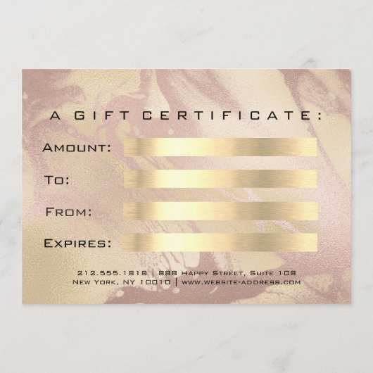 Cadeaubon Roze Rose Gold Lash Beauty Marble (Achterkant)