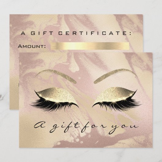 Cadeaubon Roze Rose Gold Lash Beauty Marble (Voorkant / Achterkant)