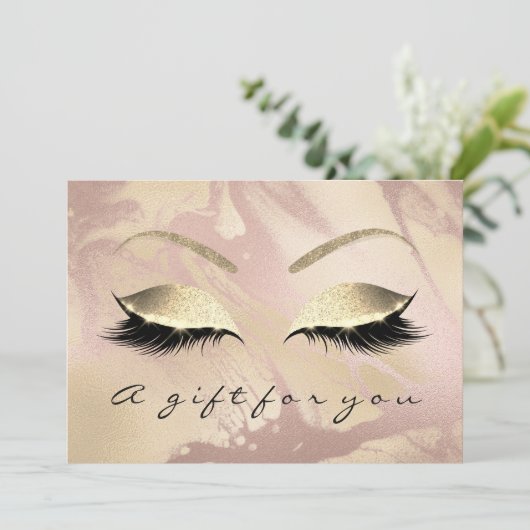 Cadeaubon Roze Rose Gold Lash Beauty Marble (Staand voorkant)