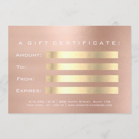 Cadeaubon Roze Rose Gold Lash Beauty Studio (Achterkant)