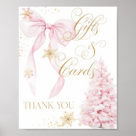 Cadeaubon Roze Strik Koud Buiten Baby Shower Poster